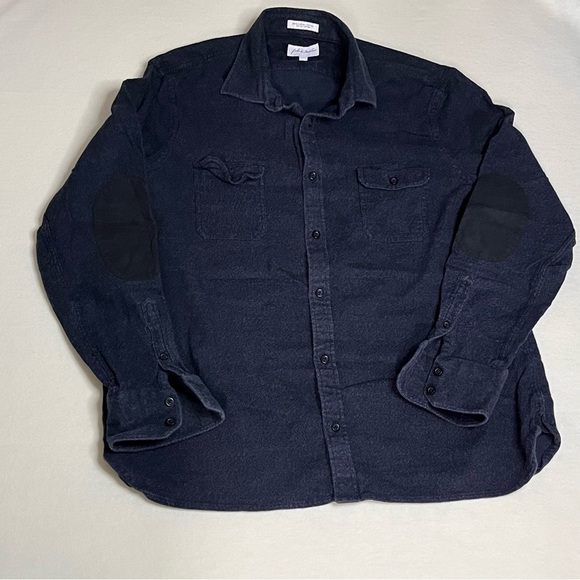 John W. Nordstrom Shirt Blue Button Up 100% Supima Cotton Elbow Patch XL - Picture 1 of 10